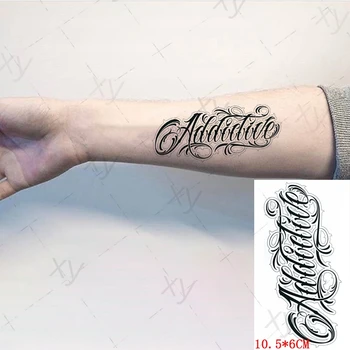  Tatuaj temporar Autocolante Alfabetul englez Dantelă Albă Tatuaje False rezistent la apă Tatuaje Picior, Brațul de Dimensiuni Mici pentru Femei Barbati 10.5*6cm
