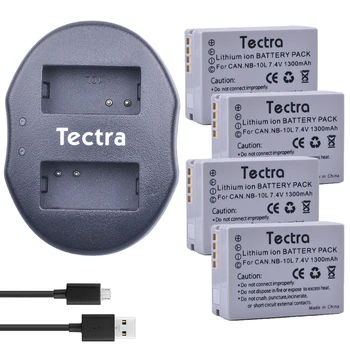  Tectra 4BUC NB-10L NB10L Baterie Li-ion + Dual USB Incarcator pentru Canon G1X G15 G16 SX40HS SX50HS SX60HS SX40 SX50 SX60 HS Camere