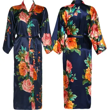  Timp Florale Halat Kimono de Mătase Satin Halat de Flori Halat de baie Seara rochii de Mireasa rochii de domnisoarele de Onoare Mireasa Sleepwear