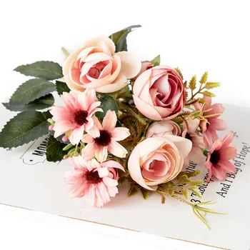 toamna fals trandafir de ceai de flori de mătase toamna Gerbera Daisy plastice artificiale, flori pentru nunta, accesorii pentru casa decorare cameră decor