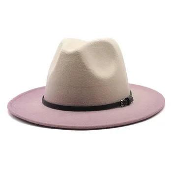  Toamna Iarna fedora pălărie de culoare gradient de femei pălărie de iarnă margine largă de jazz capace de epocă de lux de iarnă pălărie sombrero de mujer