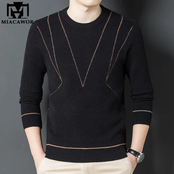  Top Calitate Nou Brand De Lux Pentru Bărbați De Iarnă Pulover Cald Knitred Moale Lână Pulover Coreea Casual Tricou Barbati Haine Y456