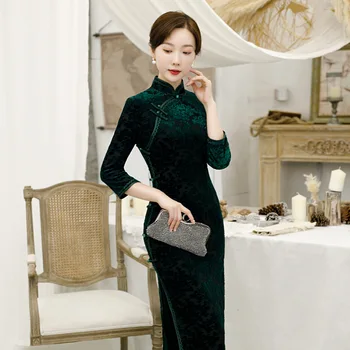  Tradițională Chineză Mandarin Guler Clasic Femei Qipao Sexy Slim Mult Cheongsam Noutate De Imprimare De Flori Vestidos Plus Dimensiunea Rochie