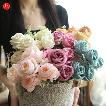  Trandafiri Flori Artificiale Nunta de Flori False Flores Artificiales Para Decoracion pentru Mireasa Buchete de Masă Centrala Ridicata