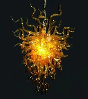  Transport Gratuit Decorative Lampă De Cristal Lanț De Iluminat Galben Floare De Sticlă Pandantiv Lumini