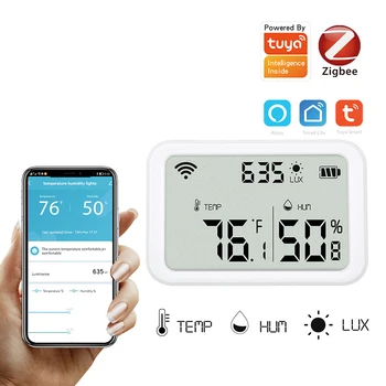 Tuya Smart Home Wifi, Zigbee Temperatură și Umiditate Detector Detector de Lumină de Control de la Distanță de Noi