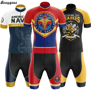  U. s. Navy Spital Seabees Sanitar Bărbați Ciclism Kit Ciclism Jersey Set Respirabil Echipa de Curse Sport bicicleta Biciclete Jersey