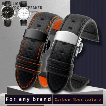  Universal fibra de carbon watchband pentru MIDO Cetățean Seiko, Casio curea din Piele pentru bărbați 20mm 22mm 23mm 24mm accesorii Ceas