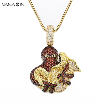  VANAXIN Personalitate de Moda Hip Hop Caracatiță bijuterii Pandantive Coliere pentru Barbati Femei Creativitatea AAA Zircon Cadou