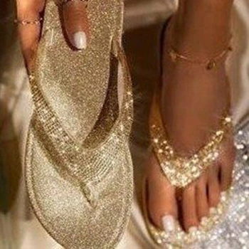  Vara Stras Flip Flops Pentru Femei Pantofi De Cristal Diamant Papuci Exterior Casual Plajă, Tobogane Papuci Doamnelor Plat Cu Toc