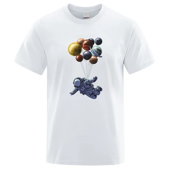  Vara Tricou Barbati Astronaut Care Zboară În Sistemul Solar Print T-Shirt De Moda Haine De Bumbac De Moda Hip-Hop Supradimensionate Teuri Topuri