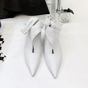  Vară Nouă Doamnelor Sandale Cu Toc Înalt De Metal Unic, Toc De Personalitate Arc Dantela-Up Pantofi Din Piele De Culoare Solidă Doamnelor