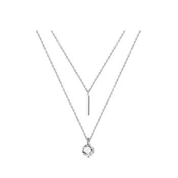  VENTFILLE Argint 925 cu strat Dublu Flash Diamant Rotund Fâșie Lungă Pandantiv pentru Femei Moda Bijuterii Accesorii Drăguț