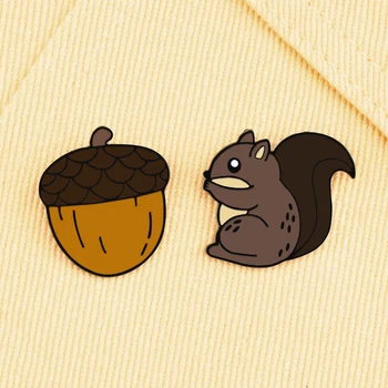  Veveriță drăguț cu Ghindă Email Pin Creative Animal Brosa Copii Rucsac Haina Rever Insigne Pin Bijuterii Cadou pentru Prietenul en-Gros
