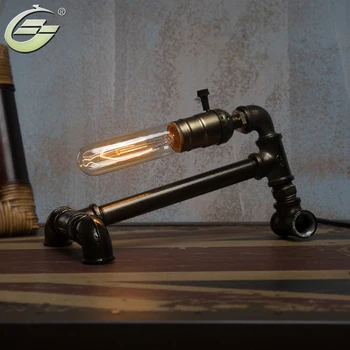  Vintage Edison Becuri Lampă de Masă de Fier Negru de Bază Conducta de Apă de iluminat Lampa de Birou
