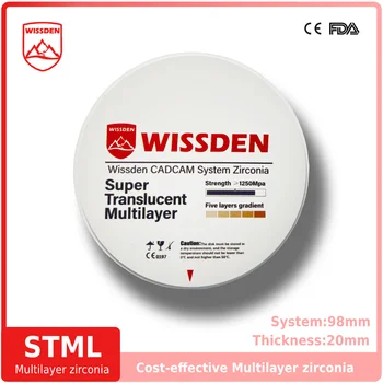  Wissden Multistrat Zirconia Blocuri Laborator Dentar Materiale STML 98,20 mm CAD/CAM