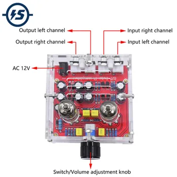  XH-A201 AC 12V HIFI 6J1 Clasa a Dual Channel Tub Electronic Pre-Amplificator de Sunet Placa Audio Amplificator de Semnal Acrilic Caz