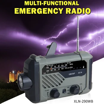  XLN-290 Solar Portabil Manivela Radio AM FM Multi-Funcție Lanterna LED-uri de Urgență Lampă de Lectură 2000mAh Încărcător SOS de Alertă