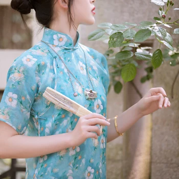  YiChengFengXu Tang Costum Elegant Stand Guler Imprimate Mult Qipao Femei Rochie Tradițională Cheongsam Îmbunătățit Liber Rochii De Petrecere