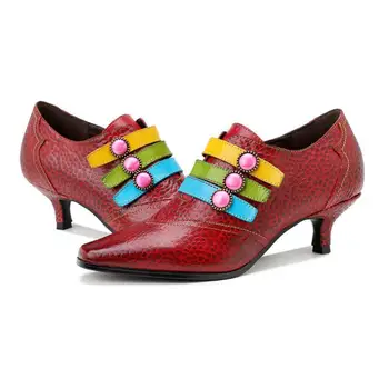  YourSeason Doamnelor Culori Amestecate Subliniat Toe Pompe Vintage Handmade Femei 2021 Tocuri Înalte De Moda Zip Pantofi Din Piele