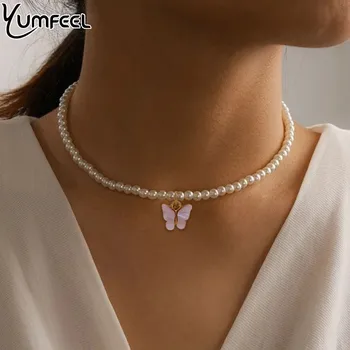  Yumfeel Noi Imitație Pearl Fluture Cravată Colier Pentru Femei Bijuterii La Modă