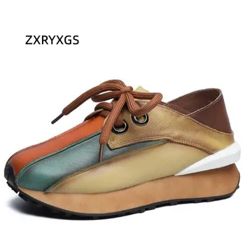  ZXRYXGS 2022 Culoare Vraja Stratul de Sus piele de Vacă din Piele Adidasi Platforma Crește Pantofi Pantofi Tendință de Moda Adidasi Pantofi pentru Femei